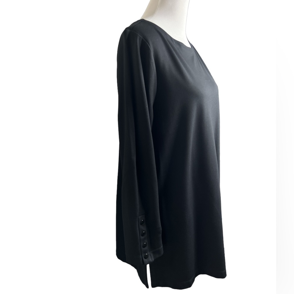 Chico’s Top Tunic long sleeves Relaxed Comfort Snaps scoop neck Travel Sz 2 LG - Picture 3 of 9